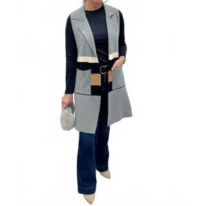 NEW THML sleeveless colorblocked cardigan in grey